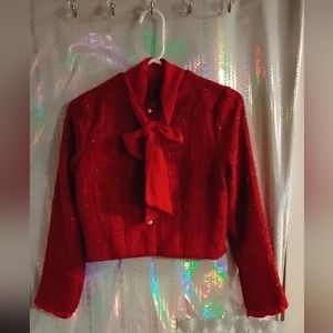 Red over coat w/ Pearl front buttons sz Small